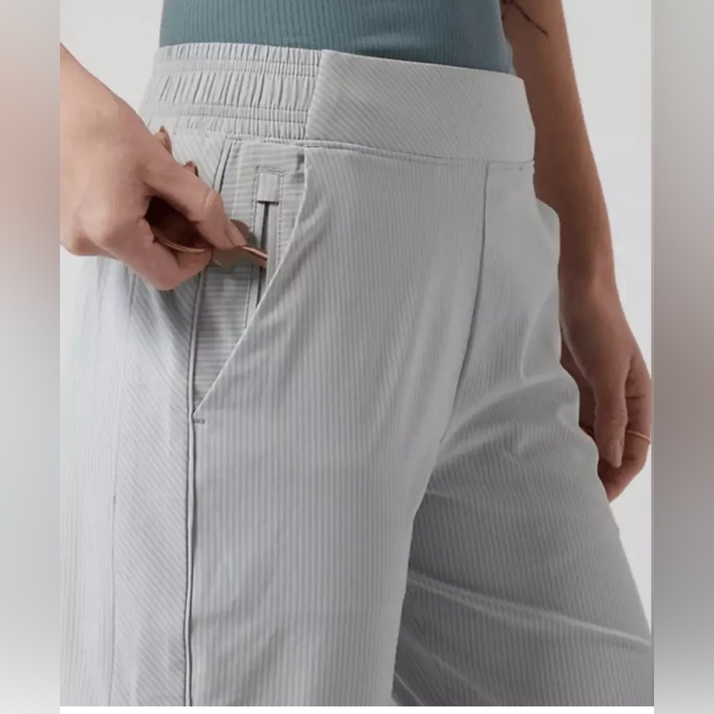 Athleta white  Gray green striped Track Joggers - Picture 2 of 13